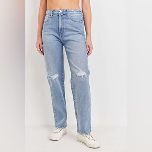 High rise distressed dad jean
